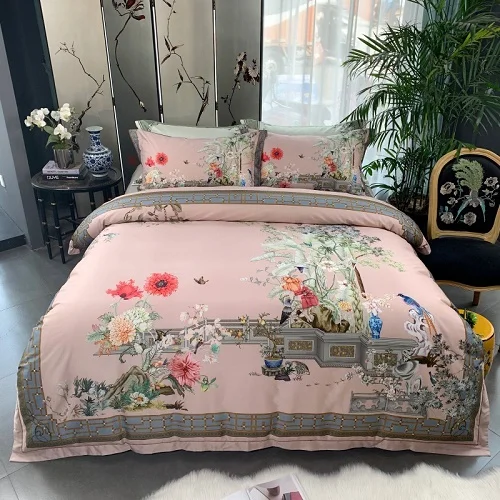 bedding set 8 Птица растение принт 800TC Египетский хлопок шелковистый Duver Покрывало Постельное белье роскошный комплект постельного белья queen King размер простыня комплект подушки shams - Цвет: bedding set 8