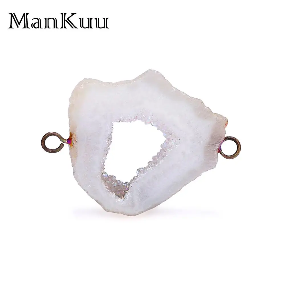 

Mankuu 18-25mm Irregular White Druzy Stone Connector Charms Brazil Agates Druzy Natural Stone Connectors For DIY Jewelry Making