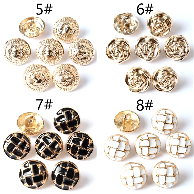 20Pcs/lot 11-12.5mm high-grade round button black gold white metal button men and women shirt clothes decorative buttons C086