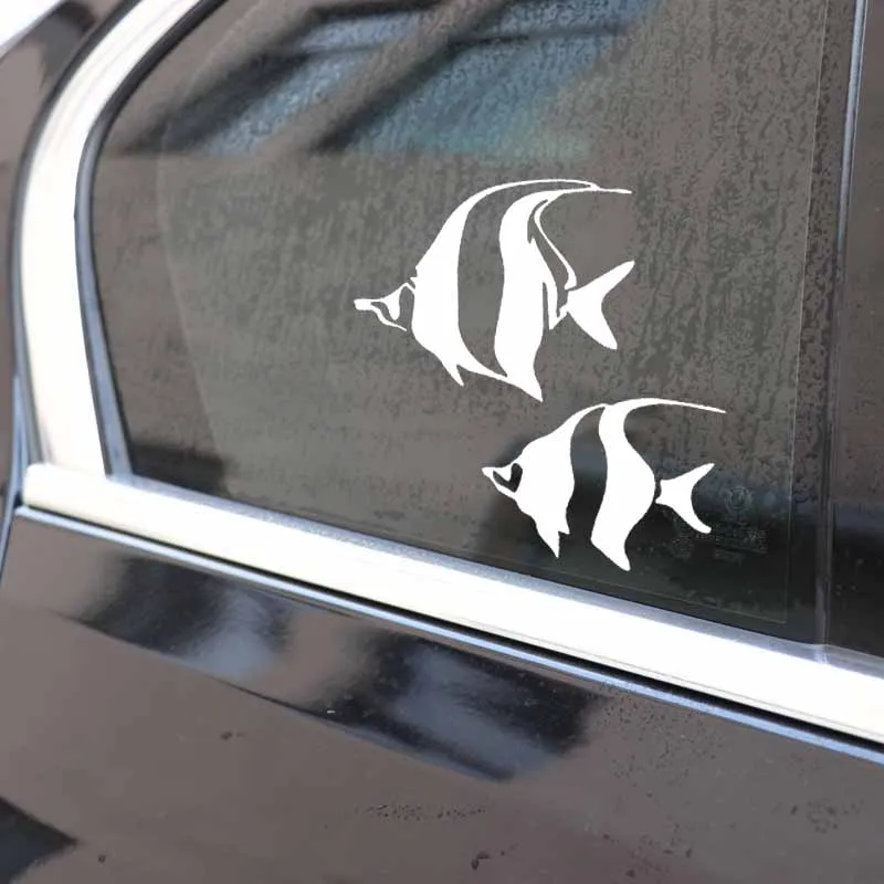 YJZT 14 7 см * 13 9 Angelfish силуэт виниловые наклейки рыбы автомобиля Стикеры