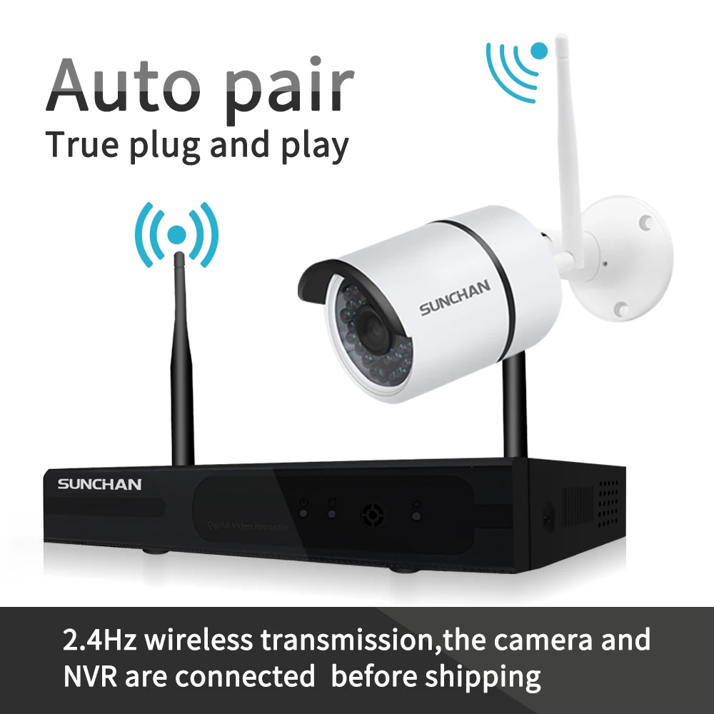 SUNCHAN 4CH CCTV система 960P NVR 4 шт. 1.3MP ИК наружная P2P беспроводная IP камера безопасности