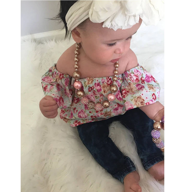 Летний детский милый цветочный топ с открытыми плечами и рукавами крылышками