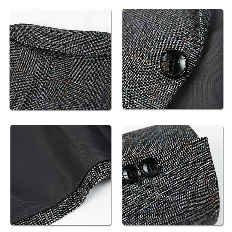 Мужской приталенный Блейзер YUNCLOS серый клетчатый пиджак повседневный деловой