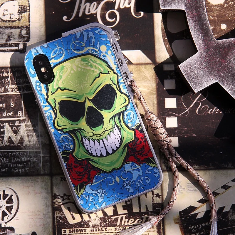 KANENG Red Skeleton 3D Widescreen Shield Metal Aluminum Colorful Shockproof Mobile Phone Bag For Apple iPhone X 5.8&quot Case Cover |