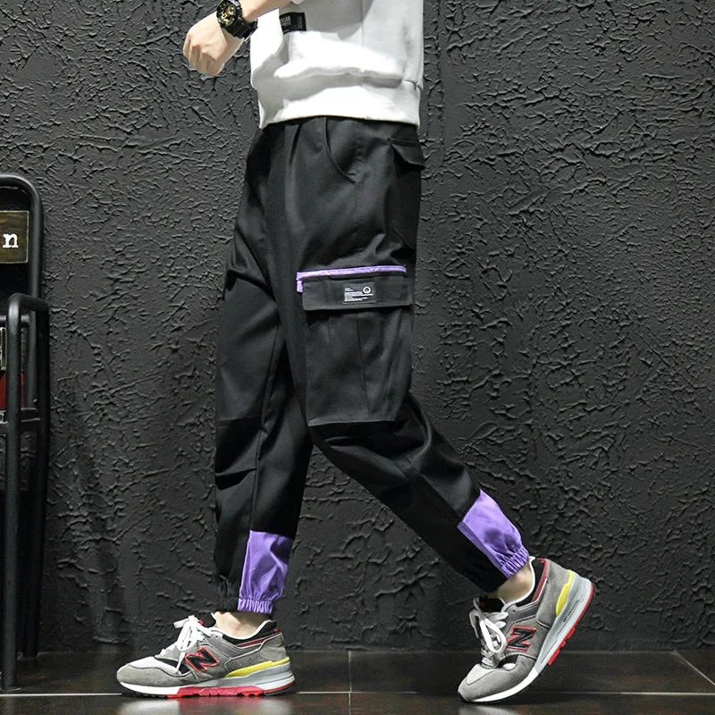 Мужской комбинезон с карманами зеленые черные брюки в стиле Харадзюку