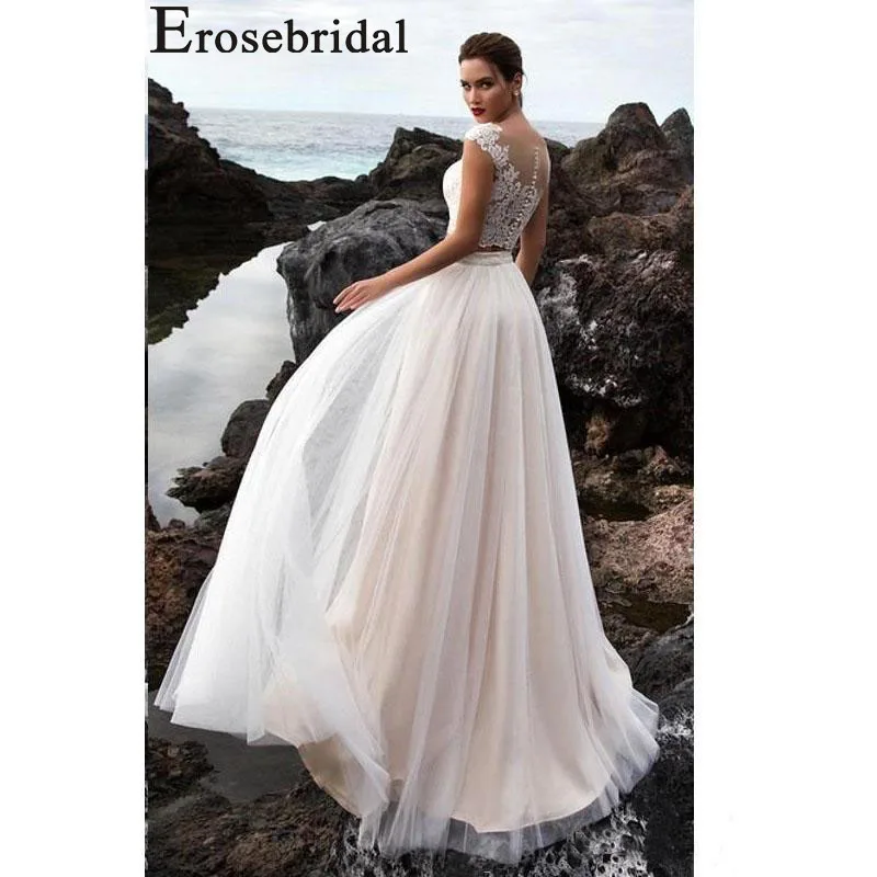 Erosebridal/Новое поступление 2019 года свадебное платье из двух частей укороченный топ