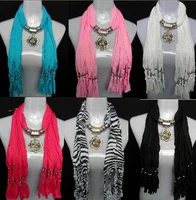 2018 Necklace Scarves alloy pendant with CZdiamond womens shawl ployester scarf mixed colors free shipping