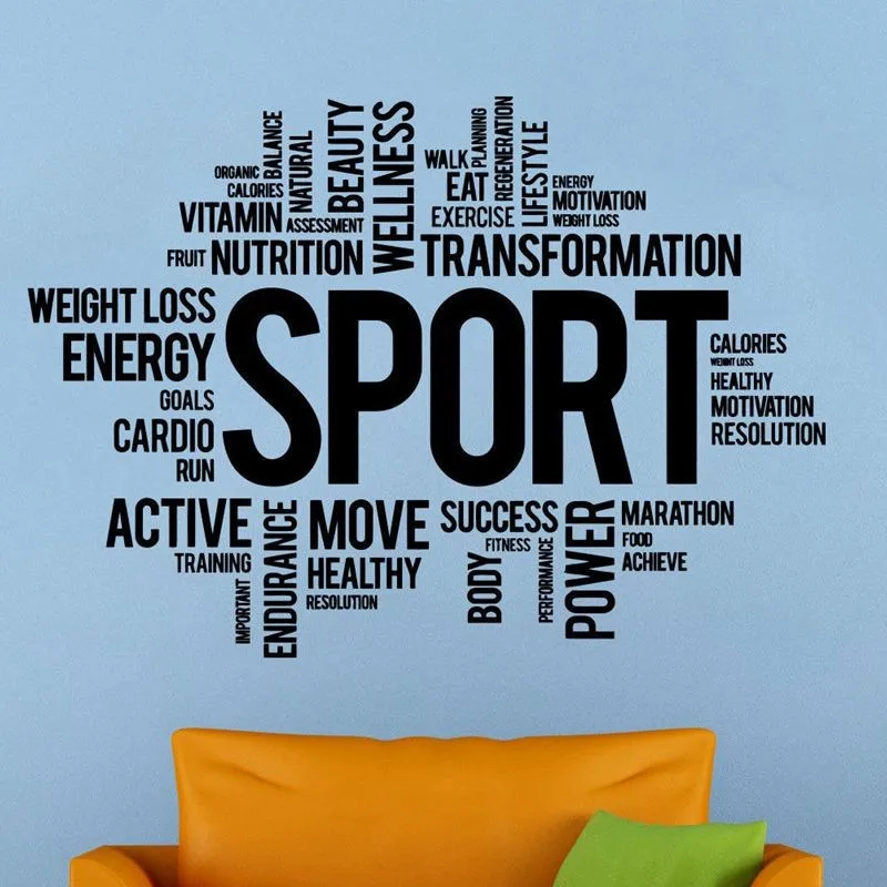 

Sports Gym Quote Wall Sticker Fitness Center Decoration Body Building Power Words Wall Vinyl Decal Sports Sign Vinyl Art AC108