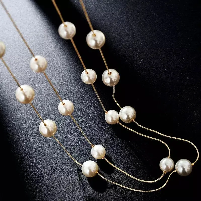 Lemon Value Fashion Charm Statement Maxi Pendants Gold Color Imitation Pearl Long Necklaces Women Wedding Jewelry Collier ZA440 | Украшения