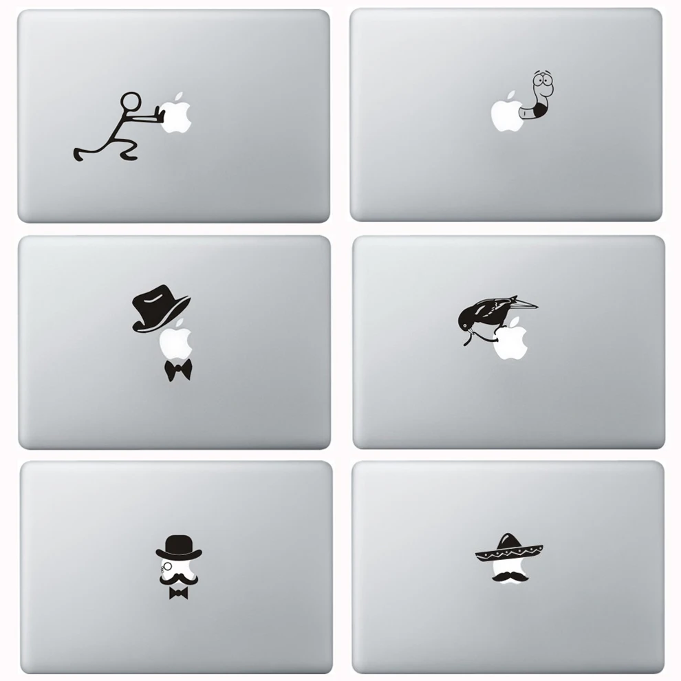 Черный мультфильм ноутбук частичный стикер для Apple MacBook кожи Air 11 12 13 Pro retina 13 15 забавная Виниловая Наклейка Обложка для ноутбука