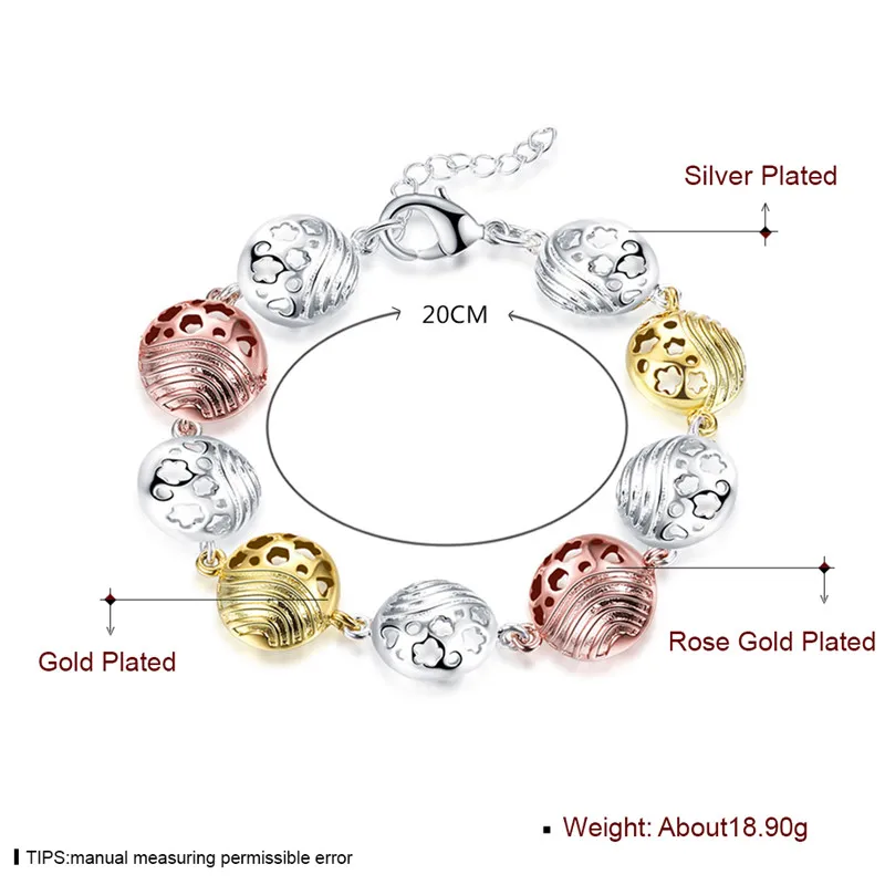 Fashion Silver Jewelry Bracelets Bangles Female Girl Beads Hollow Shell Flower Hand Chain Bracelet For Women Best Friend Gift | Украшения и