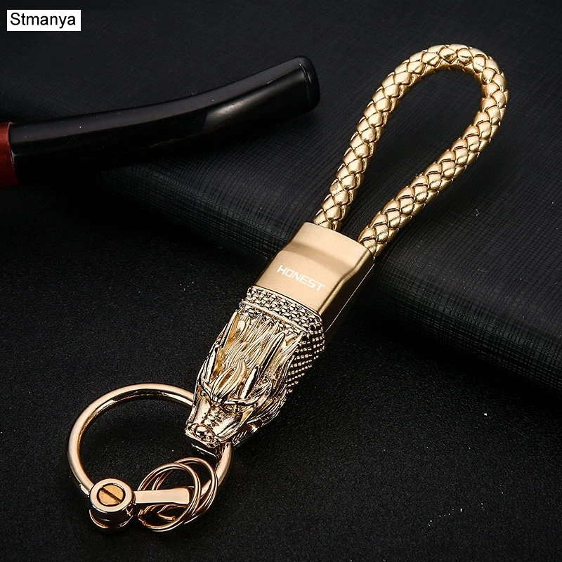 

StmanyaBrand Dragon Key Chain Men Keychains Car KeyRing Jewelry Bag Pendant Genuine Leather Rope Gift Top Keychain Gift K1856