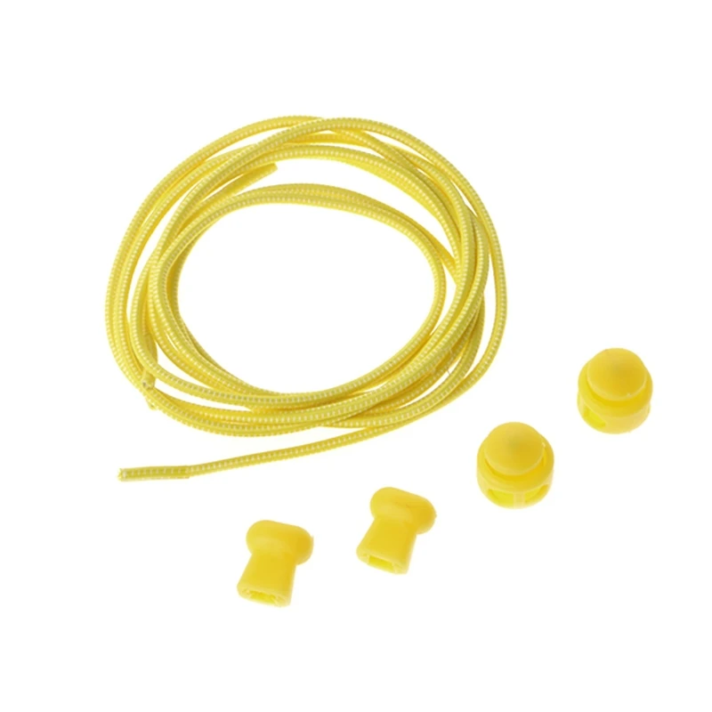Yellow 1 комплект 100 см Красочный Круглый Эластичный шнурок Пружинная Застежка без завязок для взрослых детей - Цвет: Yellow