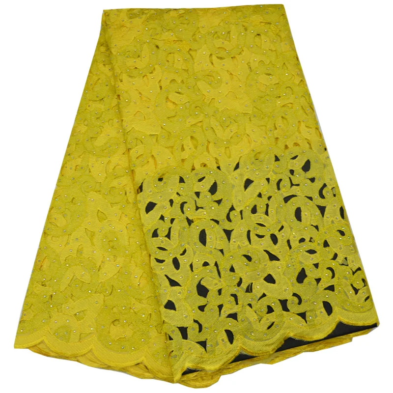 (5 ярдов/шт.) Высококачественная Африканская Хлопковая кружевная ткань ручной