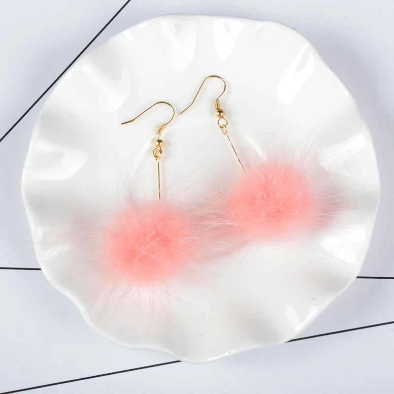 Милые зимние меховые шарики kshмир модные серьги новые женские украшения для ушей