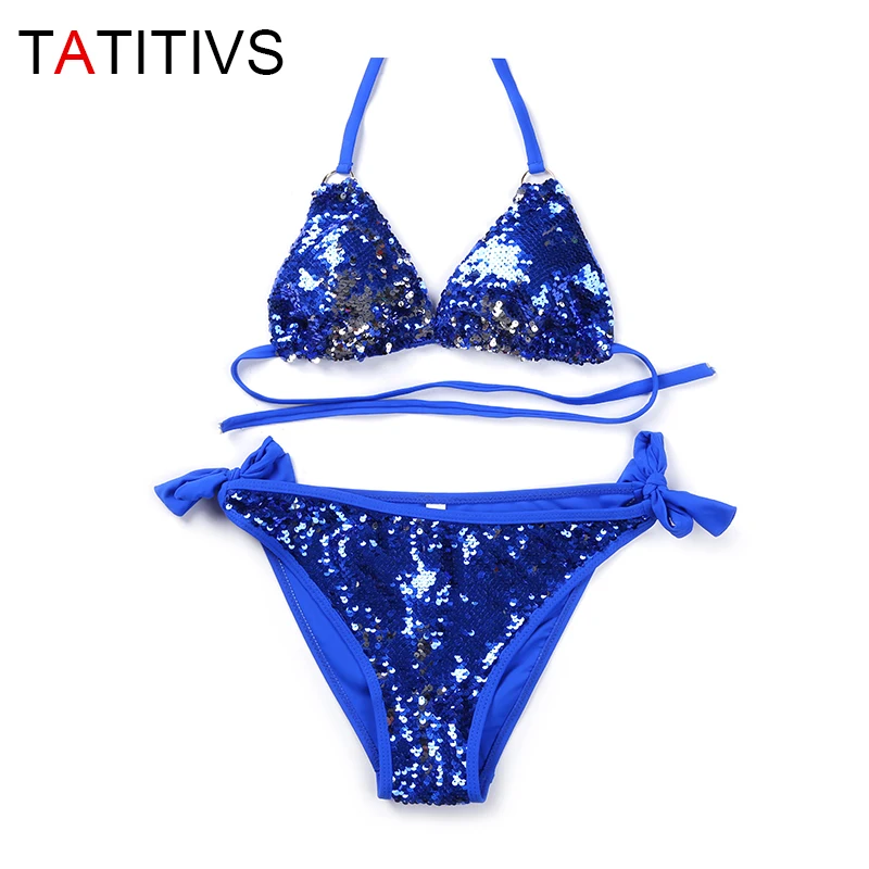 Двухсторонний женский купальник в бразильском стиле с блестками|Купальники| |