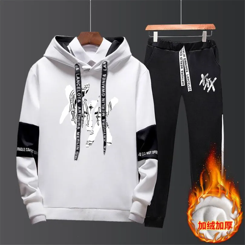 2019 Autumn XXXTentacion Revenge Kill Hip Hop Hoodies Sweatshirts And Sweatpants Men/madam Two Piece Set Hooded Suit Velvet | Мужская