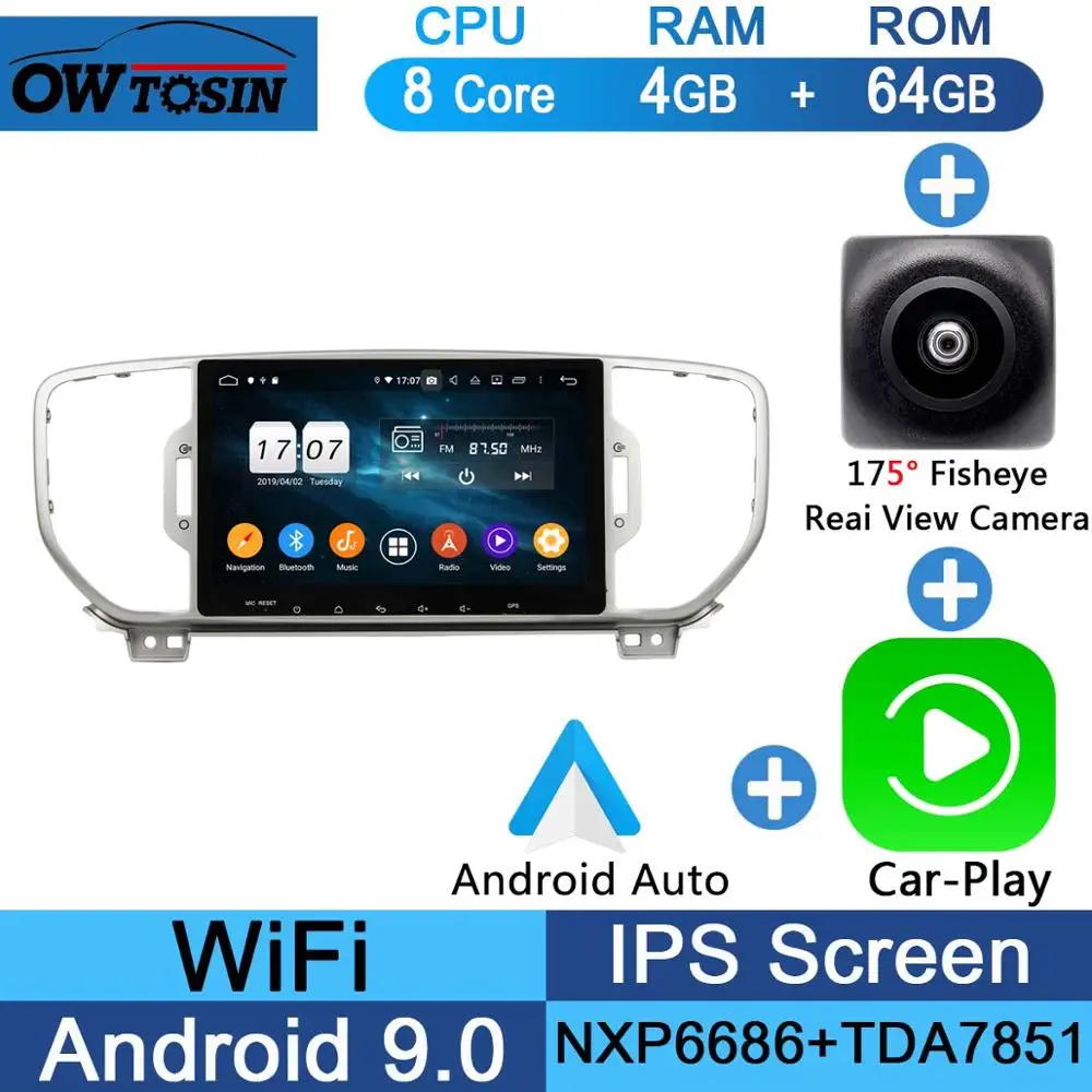 Fisheye Carplay n A " ips 8 ядерный 4G+ 64G Android 9,0 автомобильный DVD мультимедийный плеер для Kia Sportage 4 KIA KX5 gps Радио Parrot BT DSP CarPlay - Цвет: Fisheye Carplay n A