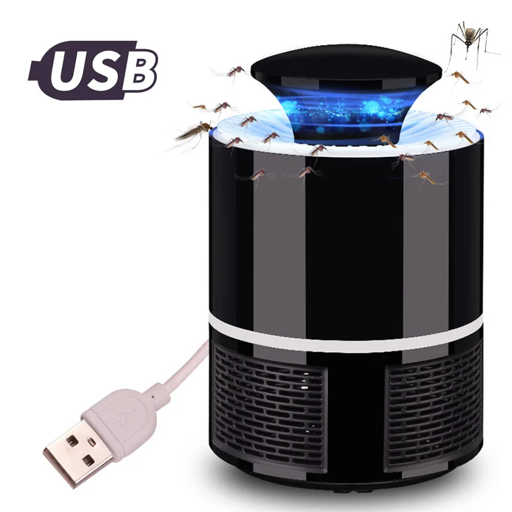 Черный Противомоскитная убийца USB электрическая лампа-убийца комаров фотокатализатор бесшумный домашний светодиодный ловушка для насекомых Zapper ловушка без излучения - Цвет: Черный