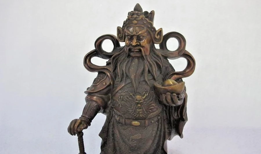 Chinese Bronze Copper tiger Money Yuanbao Guan Gong God of wealth buddha Statue | Дом и сад