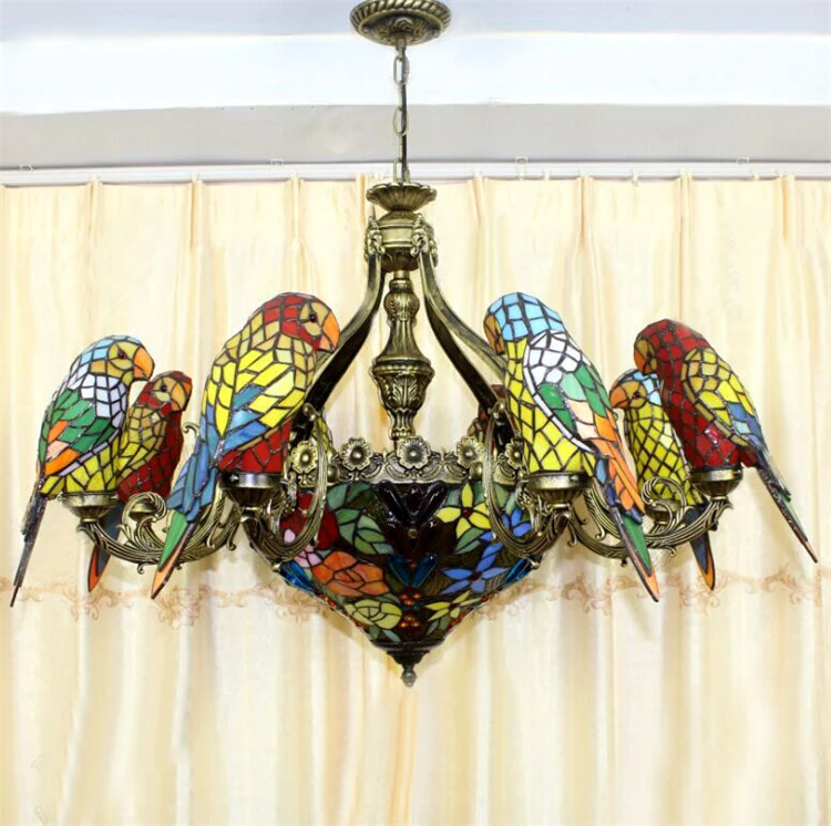 FUMAT попугаи люстра Европейский Винтажный стеклянный светильник Гостиная