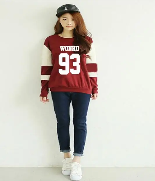 2017 new kpop MONSTA X KPOP Member Name Sweatshirt Women Men Harajuku Pullover Hoodies Long Sleeve Fleece Tracksuit Sudaderas | Женская
