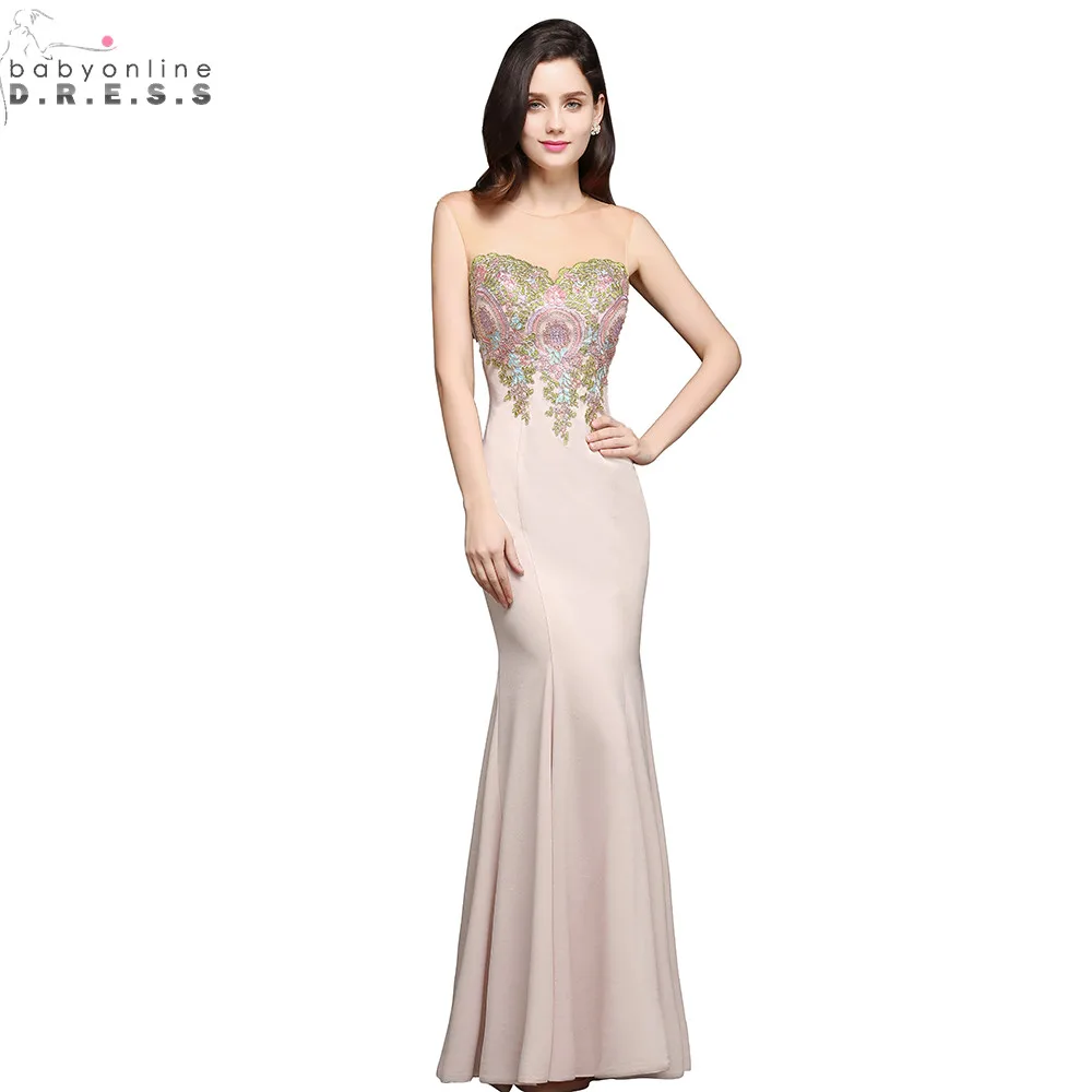 

24 Hours Shipping Long Mermaid Evening Dresses Luxury Women Appliques Illusion Formal Wedding Prom Party Gowns robes de soirée