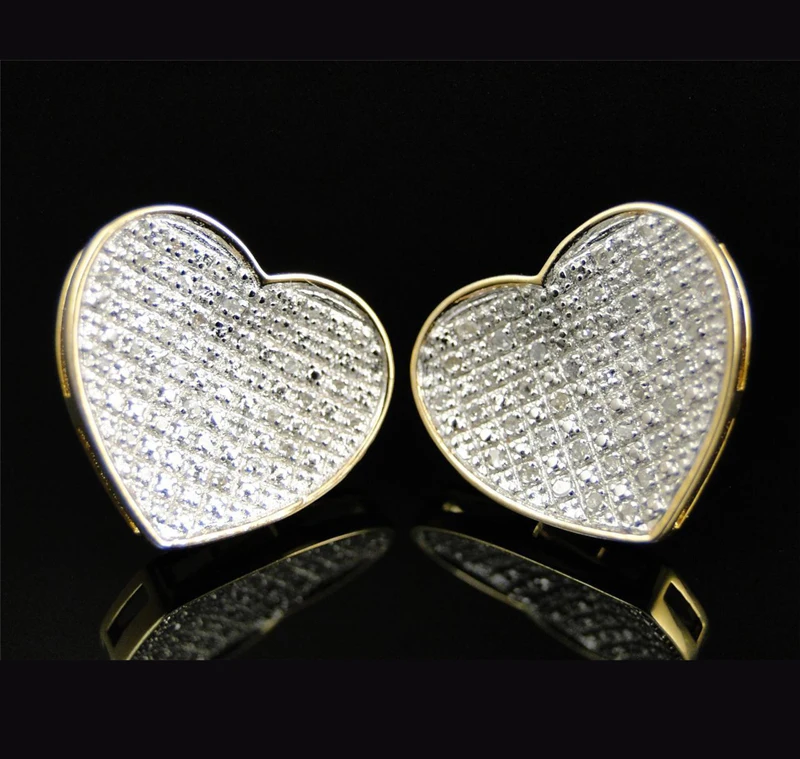 США Майами Желтое золото микро паве cz bling 925 пробы серебряные серьги в стиле хип