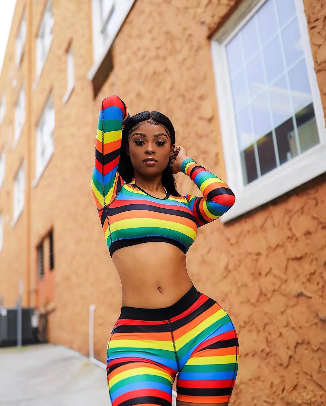 Женский комплект из 2 предметов футболка с круглым вырезом и длинными рукавами