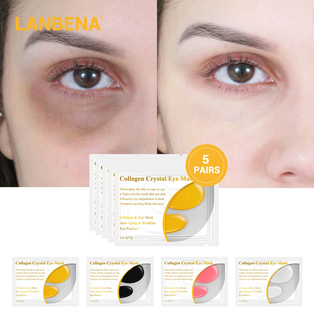 LANBENA 24K Золотая маска для глаз коллагеновые патчи темный круг пуффенс сумка
