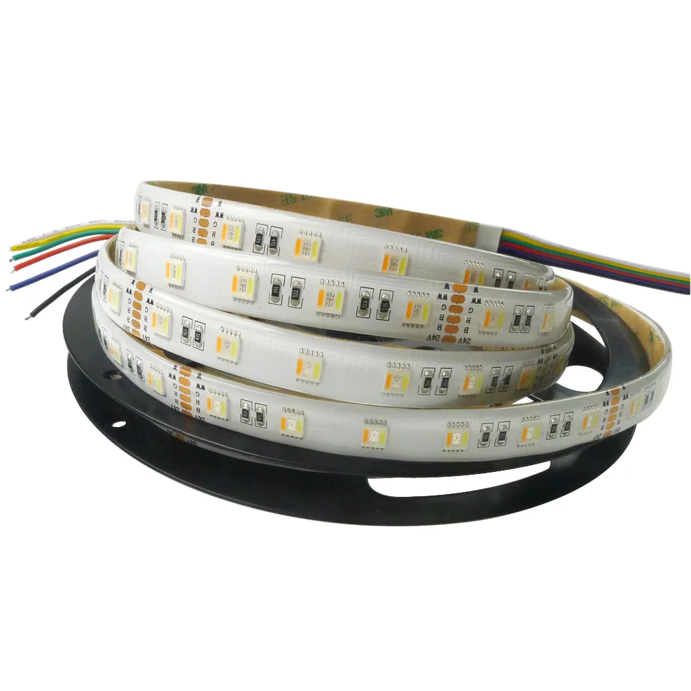 5 м 60 Светодиодный/М 5050 SMD в 1 RGB + белый теплое белое светодиодное освещение