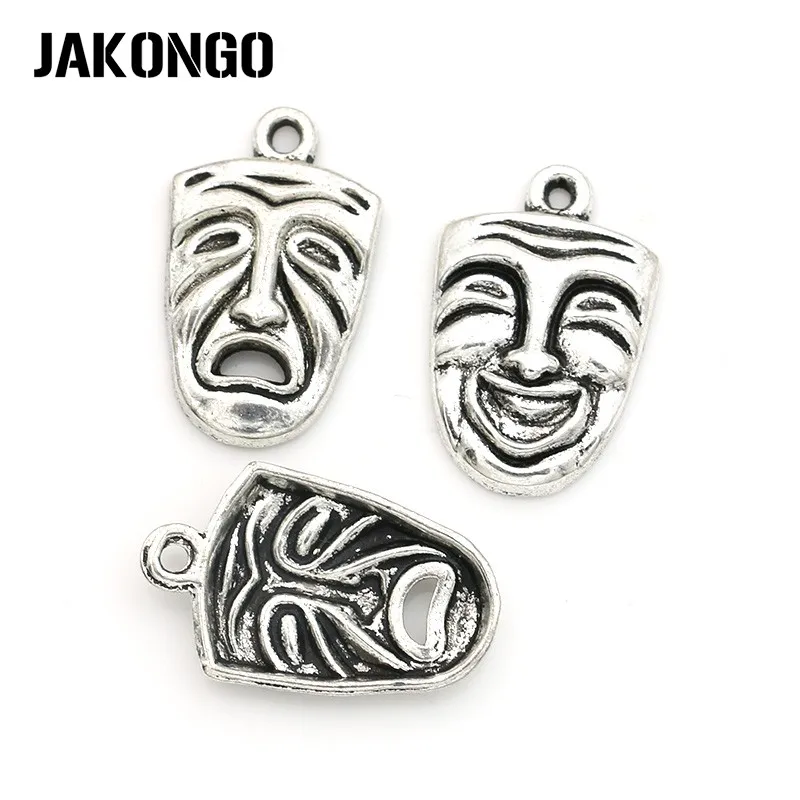 JAKONGO античные посеребренные Подвески счастья печаль лицо очарование подвески