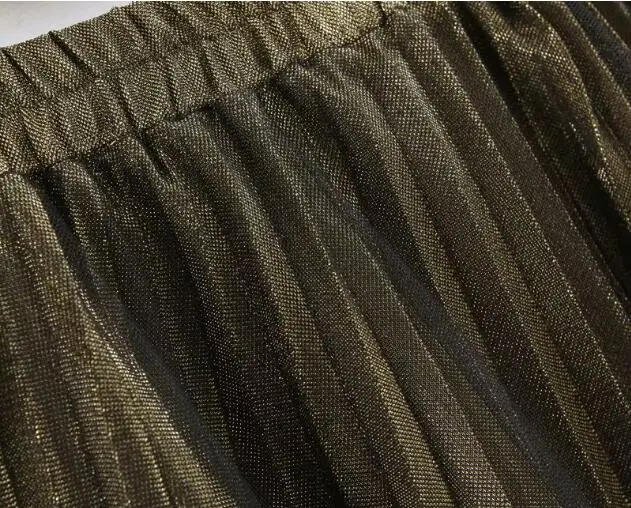 Плиссированная юбка-макси в стиле ретро длинная Однотонная юбка пол горчичного