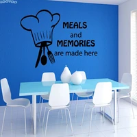 zooyoo meals and memories are made here cutlery and chef hat kitchen wall decals vinyl kitchen tile wall sticker home decor