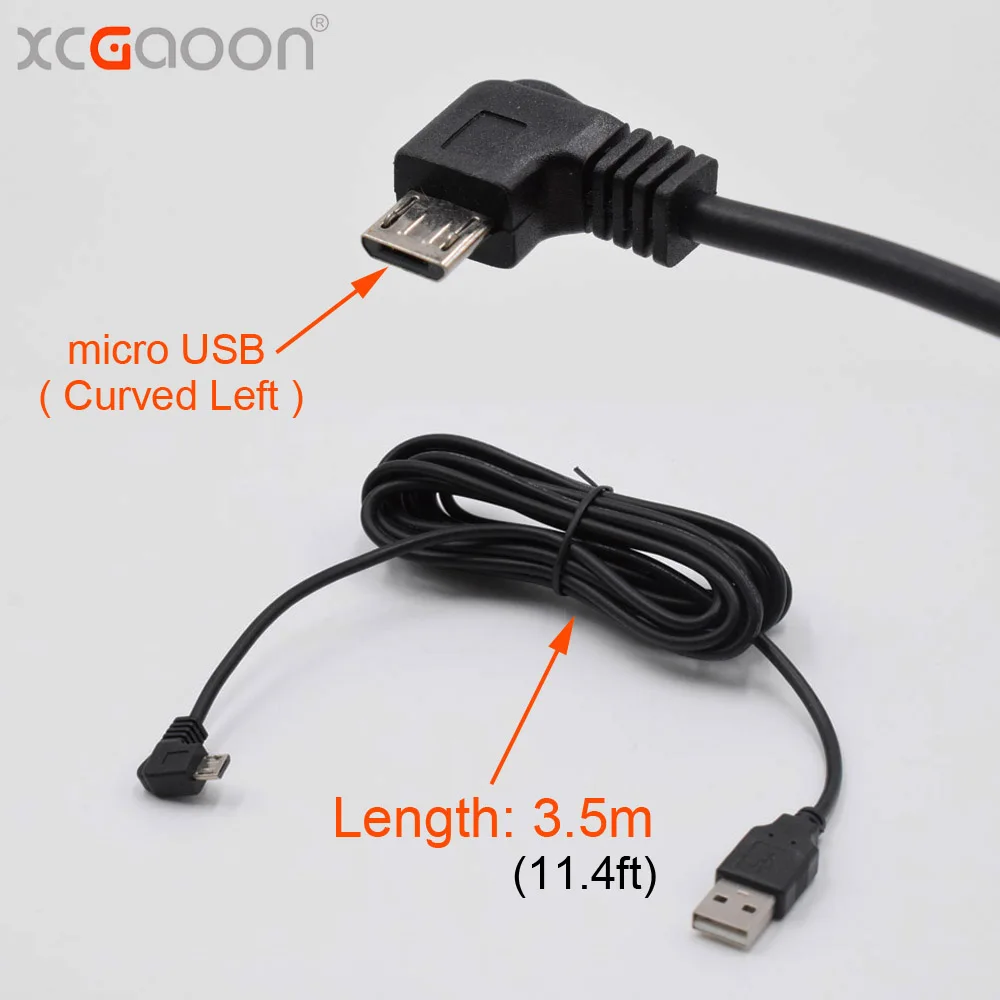 

XCGaoon 3.5meter 11.48ft Micro USB Car Charging Cable (Curved Left) for Car DVR Camera Video Recorder / GPS / PAD etc