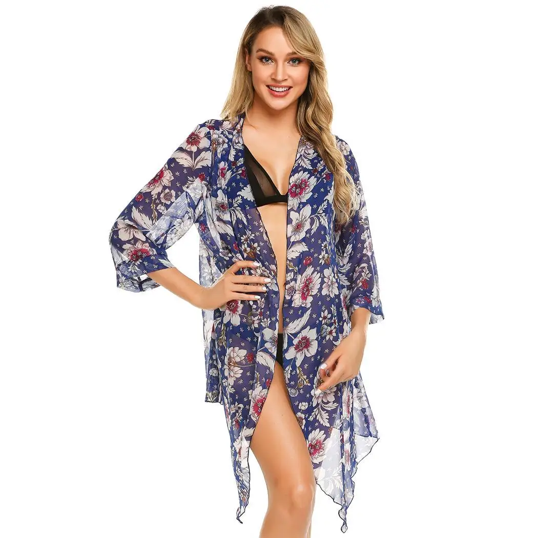 Женский свободный кардиган с v-образным вырезом и рукавом 3/4 |