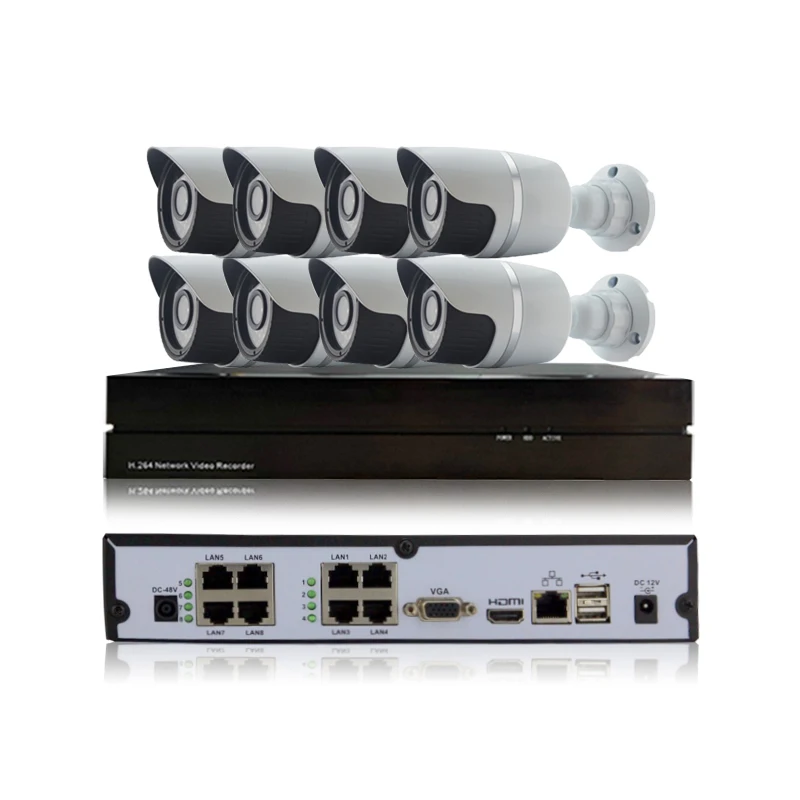 HD 960P 1.3MP 8ch POE Security IP Camera System Network P2P surveillance Outdoor Night Vision 8CH NVR Onvif 2.1 CCTV Kit | Безопасность