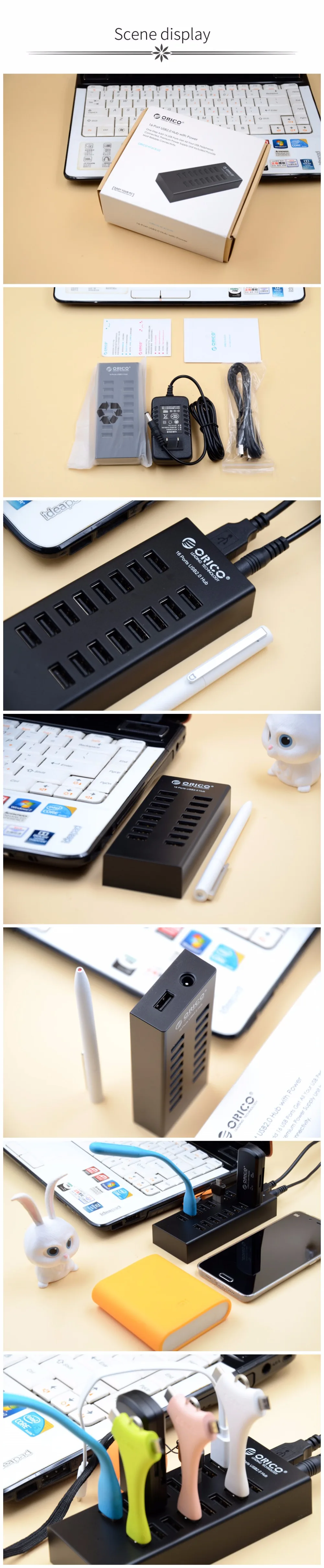 ORICO usb-хаб 16 портов промышленные USB2.0 концентраторы USB Дубликатор с 12V2A адаптер питания для Apple Macbook Air ноутбук ПК планшет