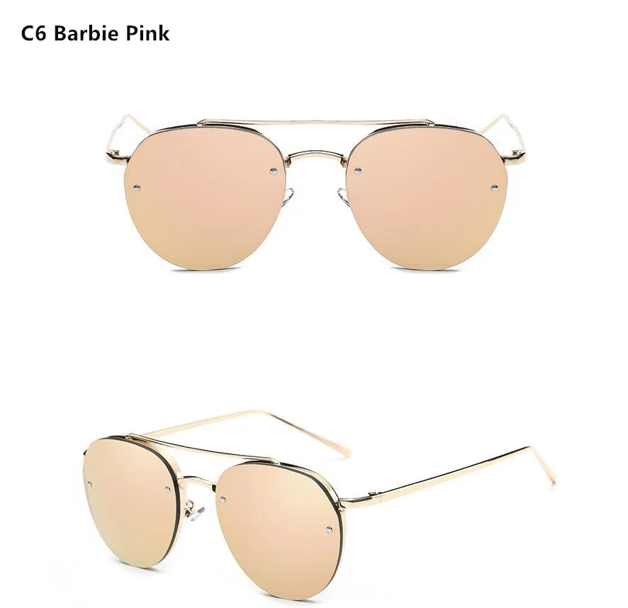c6 barbie pink Emosnia модный бренд Polit Солнцезащитные очки женские металлические винтажные негабаритные тонированные солнцезащитные очки зеркальные Мужские Женские Розовые Желтые Oculos - Цвет линз: c6 barbie pink