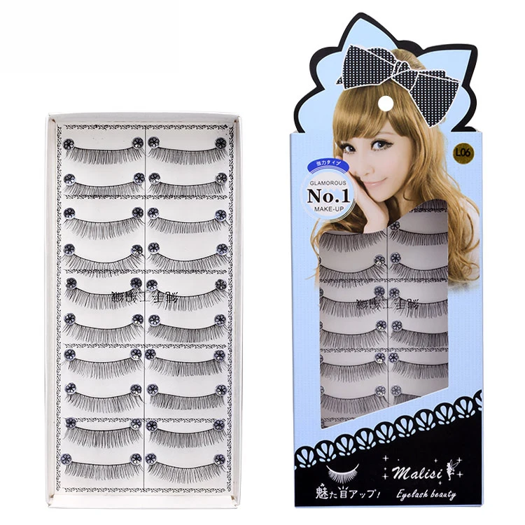 New transparent stalk false eyelashes 10 pairs with long curling Lashes Handwork Natural Long Wispy False Eyelashes | Красота и