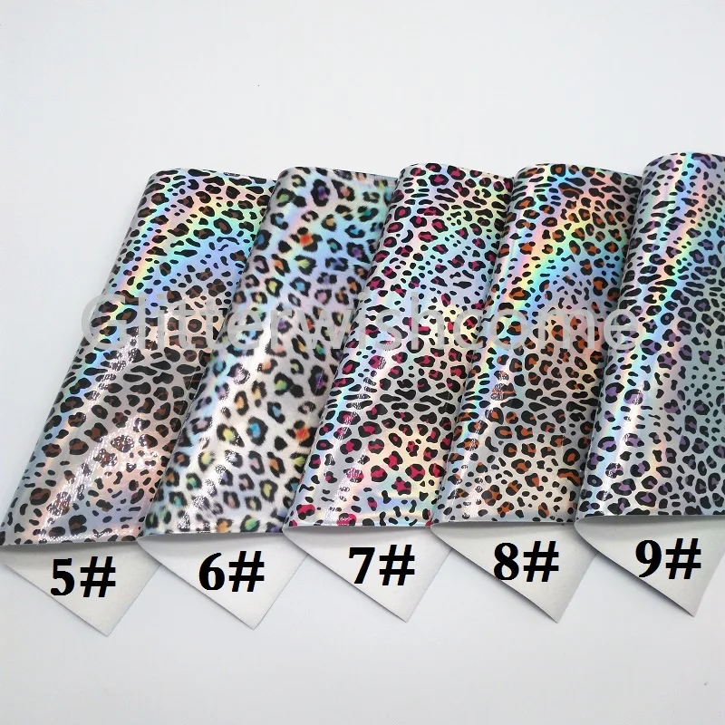 Ткань Glitterwishcome 21x29 см Размер A4 винил для бантов лакированная гладкая леопардовая