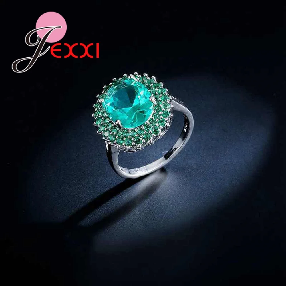 Модные свадебные 925 пробы серебряные кольца для невест зеленые кубические