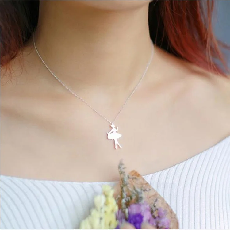 Ожерелье Милая принцесса балерина кулон ожерелья для женщин Чокеры ювелирные