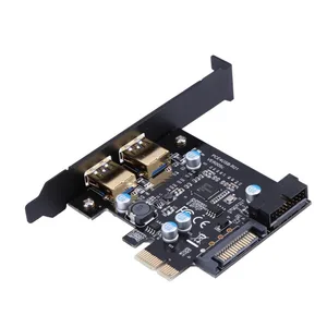 USB 3,0 к PCI-E, 2-портовая Плата расширения PCI Express, 19-контактный разъем питания, сверхскоростной для настольных ПК