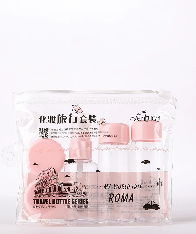 Gemeer 7pc/Set Travel Cosmetics Split Bottle Set Transparent Empty Spray Make Up Container Accessories | Багаж и сумки
