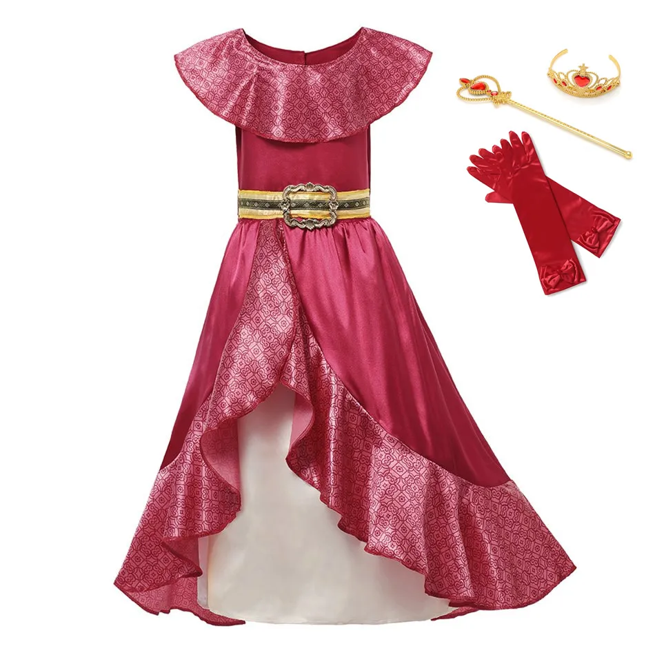

Girl Dress For Elena Princess Elena War Cosplay Sets Children Ruffles Sleeveless Red Maxi Frocks Fancy Party Clothing 3-12T