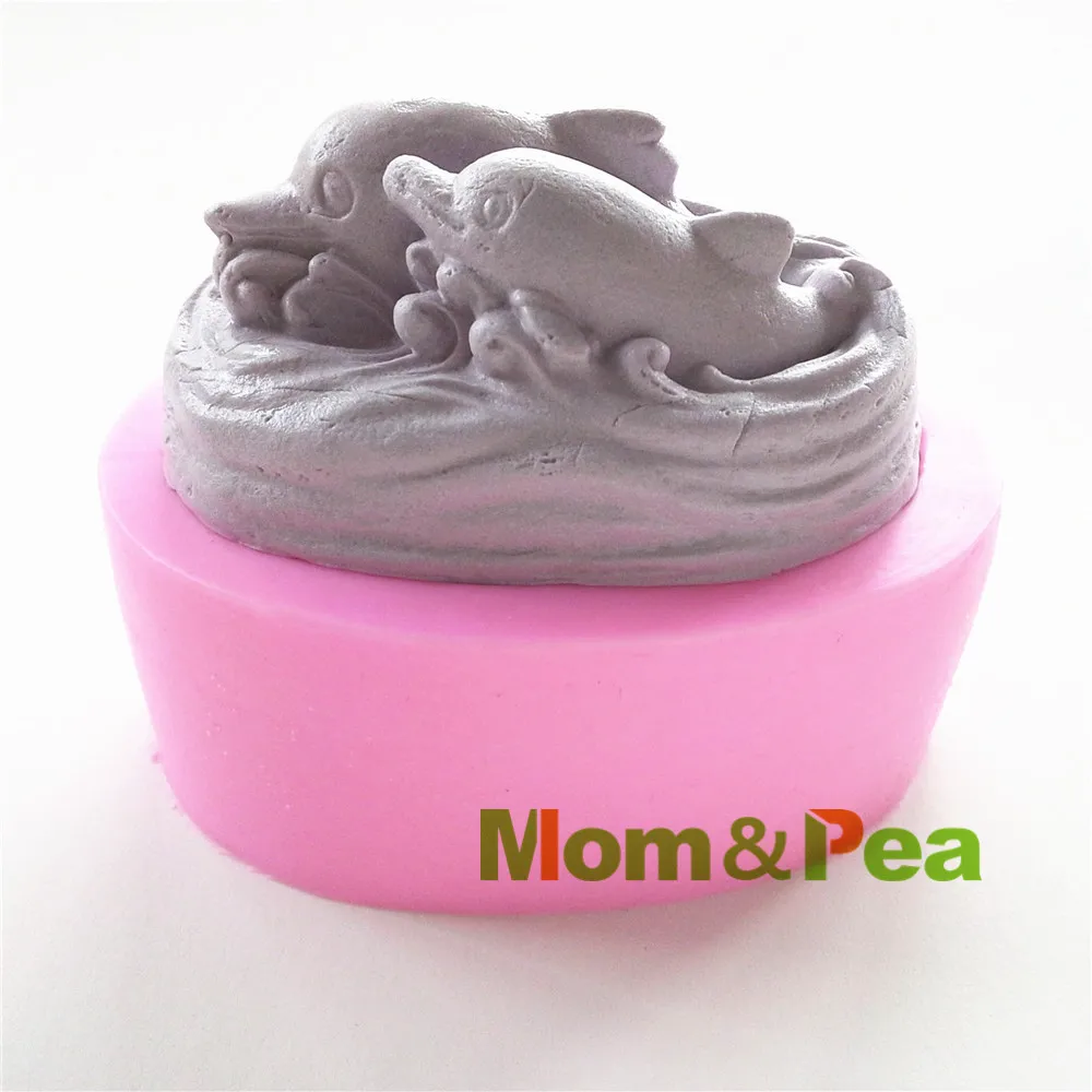 

Mom&Pea 0423 Free Shipping Dolphin Silicone Soap Mold Cake Decoration Fondant Cake 3D Mold Food Grade Silicone Mould