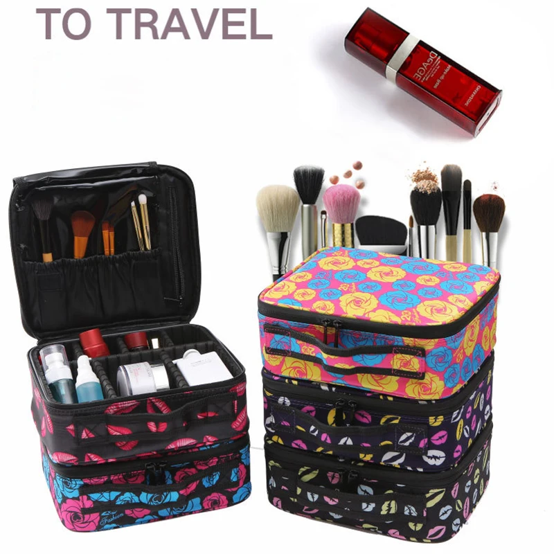 Brand 2019 New Storage box Red Lip Flower pattern Women Makeup Bag Nylon Waterproof Portable Travel Organizer Cosmetic Case | Дом и сад
