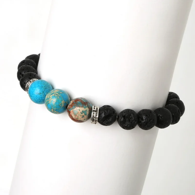 2017 новые натуральные черные браслеты из лавового камня 3 Исцеление чакры в рейки