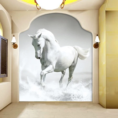 Объемные фрески на заказ объемные фотообои с изображением белой лошади